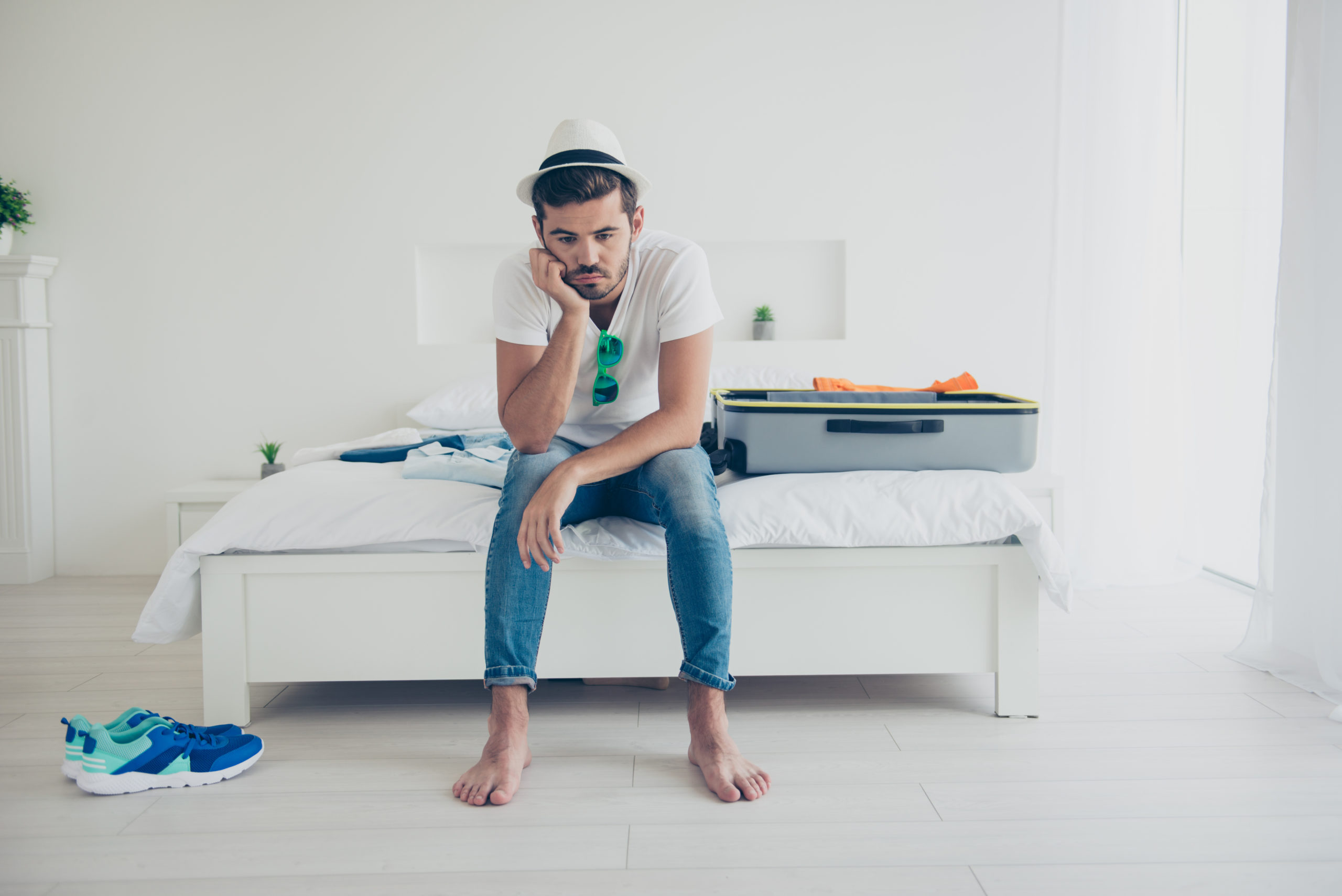 Unhappy Man On Holiday