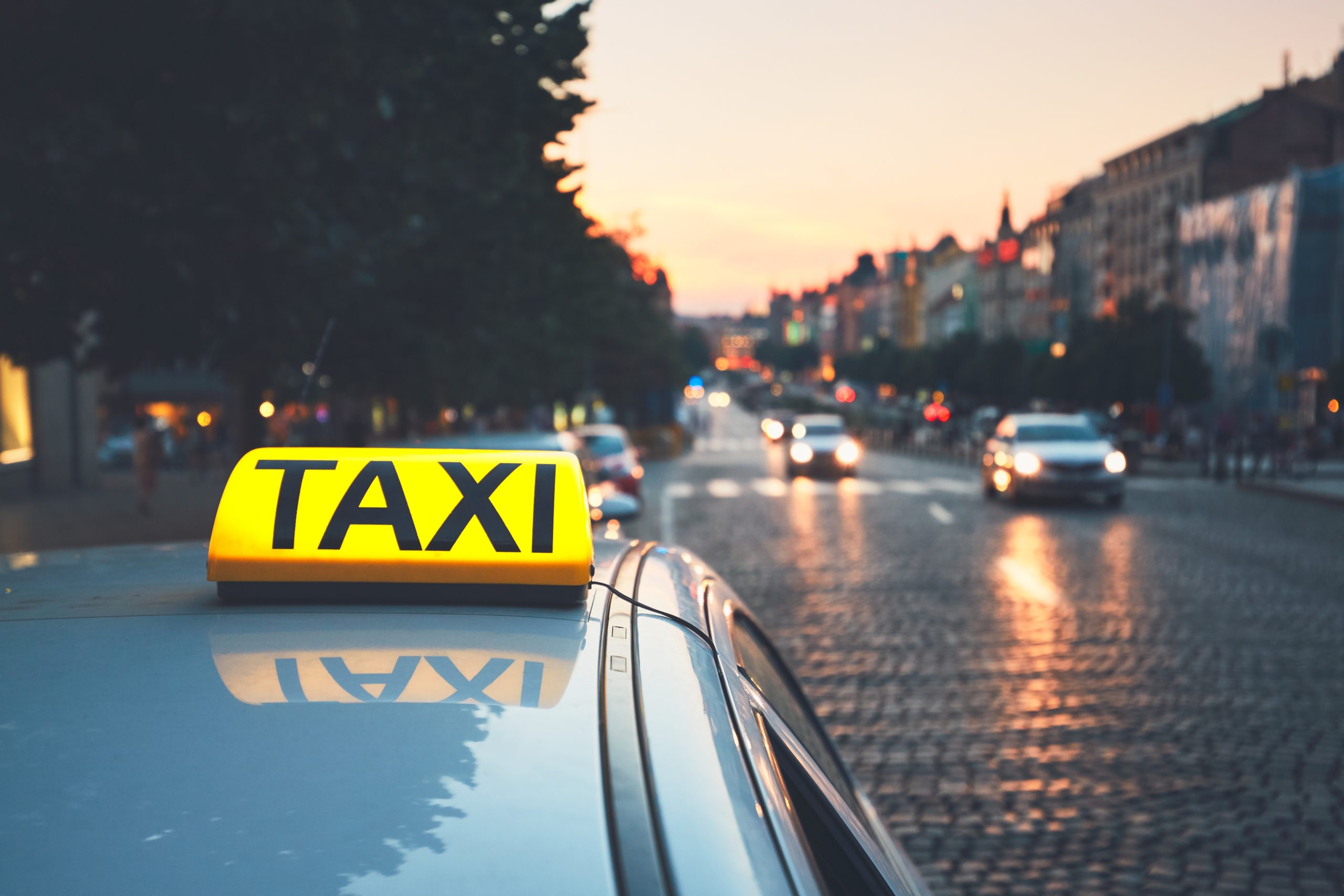 Taxi Car On City Street