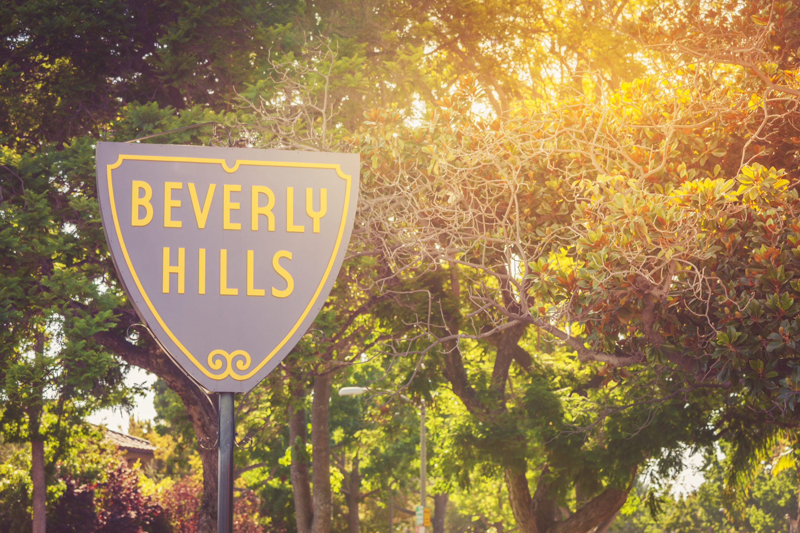 Beverly Hills Sign At Sunset