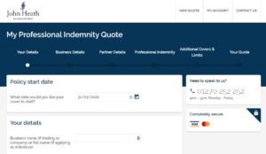 Professional indemnity quote online